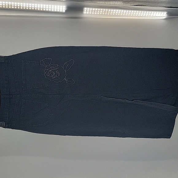 Black Denim Maxi Skirt with Floral Embroidery - Picture 8 of 16